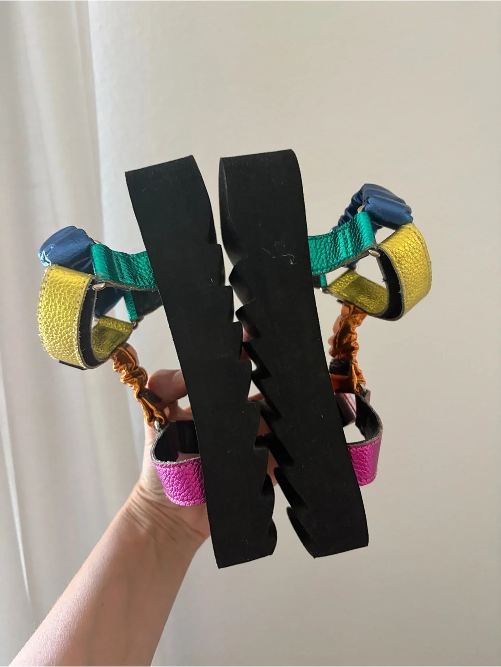 KURT GEIGER Kids Mini Orion Metallic Colorblock Platform Sandals 33/2M